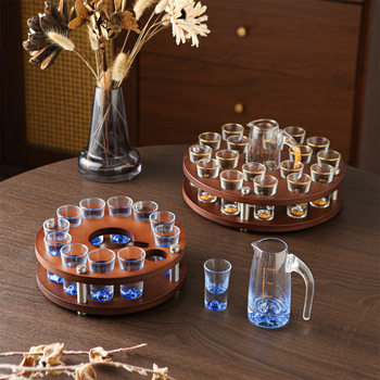 Gold Foil Blue Mountain White Wine Glass Set Household Crystal Glass Wine Dispenser with Scale Wine Set Accessible Luxury High-End One-Cup Cup