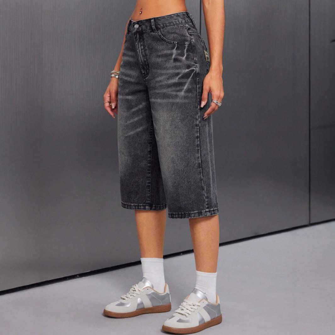 High Waisted Vintage Denim Shorts Stylish Retro Design Comfortable Fit Perfect for Summer Casual Wear Ready to Ship