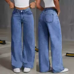 Amazon Aliexpress Popular Jeans for Women, Sweet and Spicy Style, High-Waisted, Large-Size Straight Pants, Loose Casual Trousers, Cross-Border