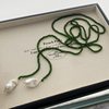 French Niche Emerald Green Pointed Crystal Natural Baroque Pearl Necklace Women's Ins High-end Multi-use Long Chain