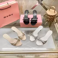European and American Style 26 Summer New High-Heeled Sandals for Outdoor Wear, Elegant and Fashionable with Rhinestone Bow, Sexy Mid-Heel Stiletto Sandals