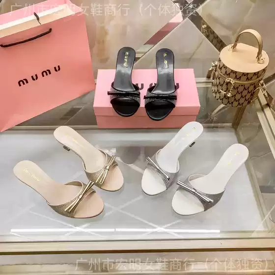 European and American Style 26 Summer New High-Heeled Sandals for Outdoor Wear, Elegant and Fashionable with Rhinestone Bow, Sexy Mid-Heel Stiletto Sandals