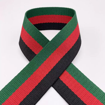 Manufacturer Wholesale Polyester Webbing Network Intercolor Green Red Black Three-Color Backpack Luggage Handbag Webbing Clothing Strap