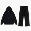 Black full-zip straight-leg pants - set (silver label)