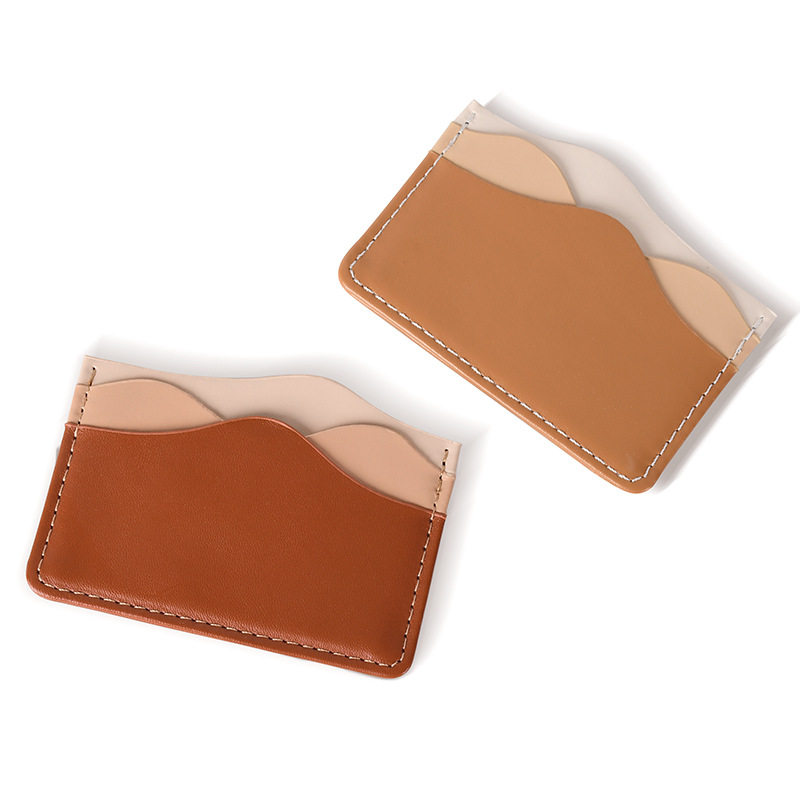 In stock PU leather card holder dark light brown gradient Yunshan high-looking lightweight portable business gift printable logo