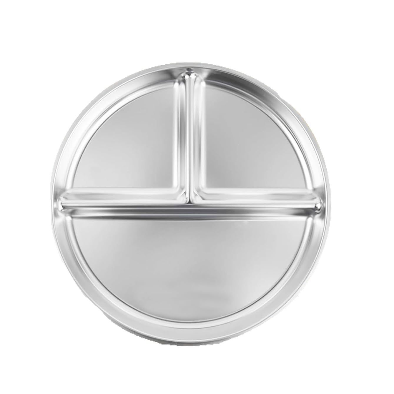 temu cross-border direct selling 304 stainless steel three-compartment plate student plate fruit disc fat reduction plate can be customized