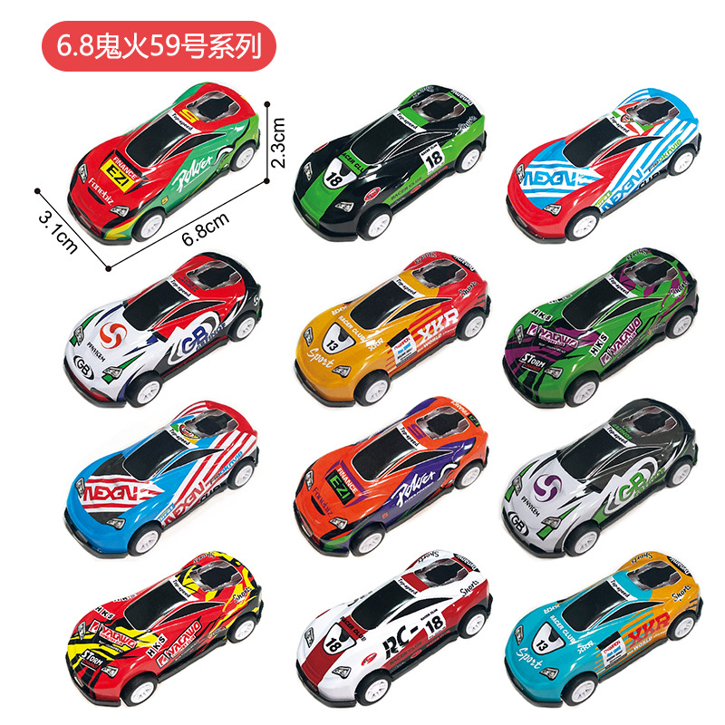 跨境迷你合金赛车铁皮车儿童回力赛车多款式仿真卡通小汽车批发