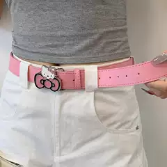 Hello Kitty Pink KT Cat Headband Diamond Belt Millennium Spice Girls y2k Belt Denim Accessories All-match Belt