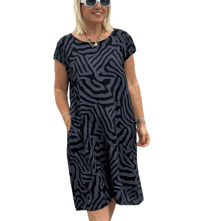 Bohemian Leopard Print Maxi Dress Loose Fit Round Neck Vacation Style Available in Various Colors Wholesale