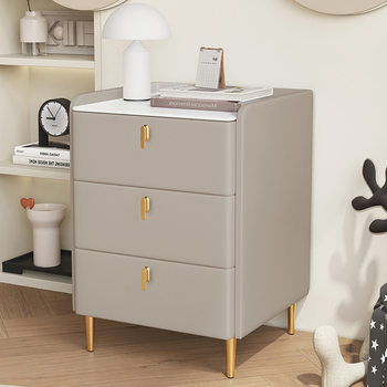 Three-pump Simple Modern Light Luxury High-end Nightstand Household Rock Board Storage Cabinet Small Italian Bedside Storage Cabinet