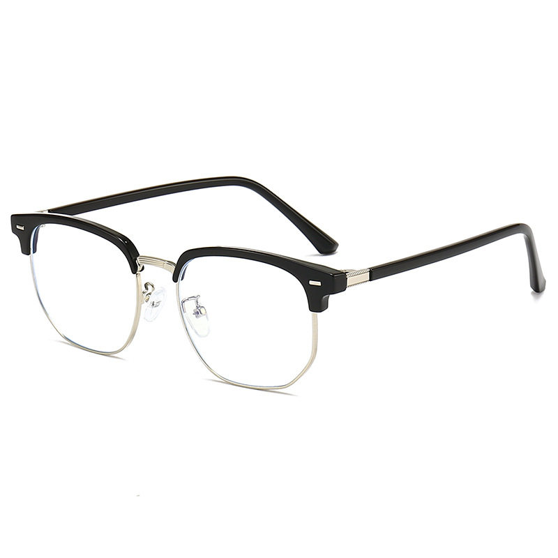 Stylish and Handsome Half-Frame Myopia Glasses for Tech-Savvy Men, Business Glasses Frames, Retro Literary Style, Ultra-Light Flat Glasses for Students