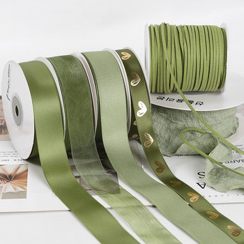 Spring and Summer Series Mori Green Ribbon Flower Gift Packaging Yarn Ribbon Ribbon DIY Handmade Ribbon Cake Gift Box