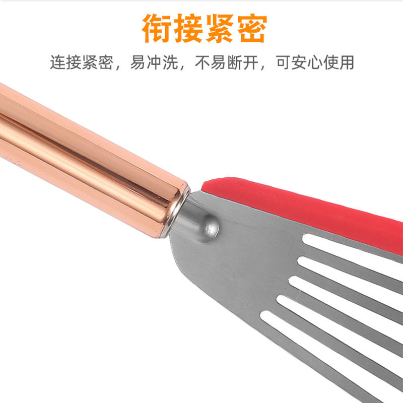 Silicone Stainless Steel Fish Shovel Color Plated Handle Stainless Steel Silicone Edge Fish Shovel Amazon Leak Shovel Kitchen Utensils