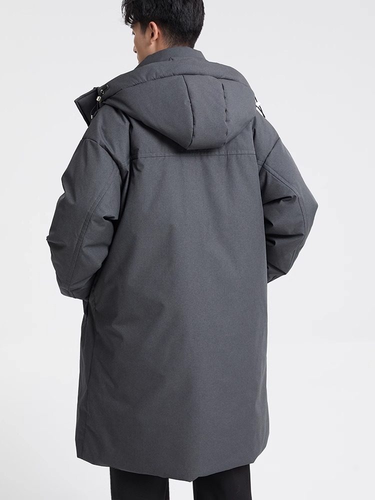 Shopping Mall Style 2024 Winter New High-End Hooded Mid-Length Parka down Jacket Men's Thickeneded Warm Jacket