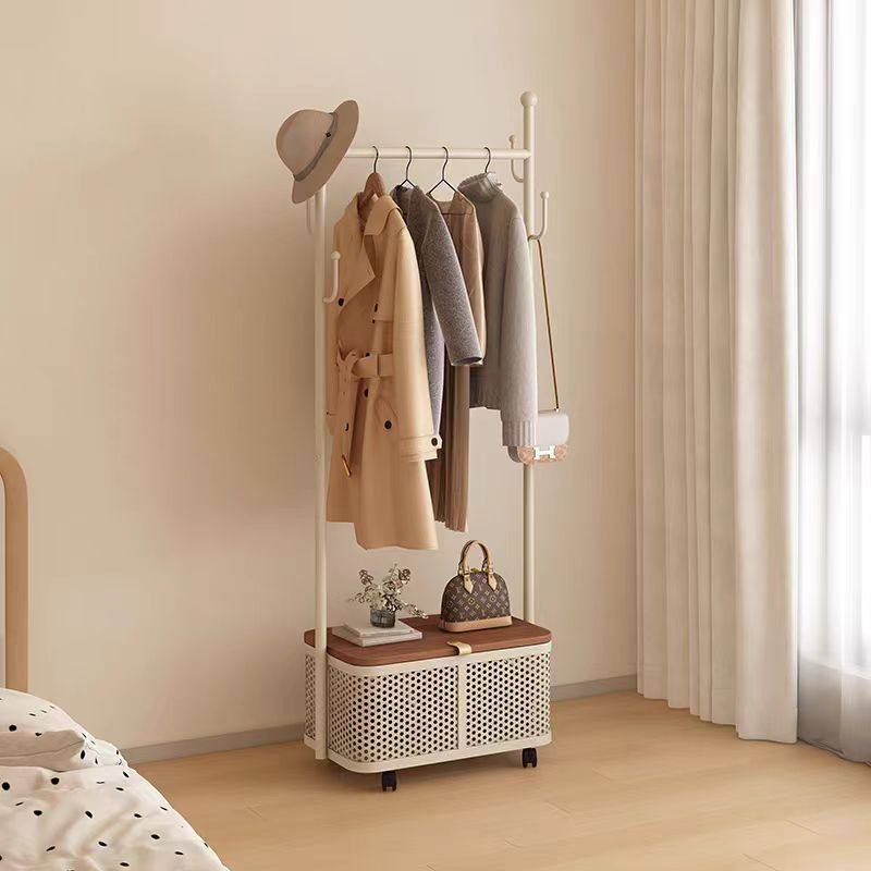 Coat Rack Mobile Clothes Rack Home Bedroom Clothes Dirty Clothes Basket Clothes Rack Floor-Standing Vertical Storage Simple Clothes Rack