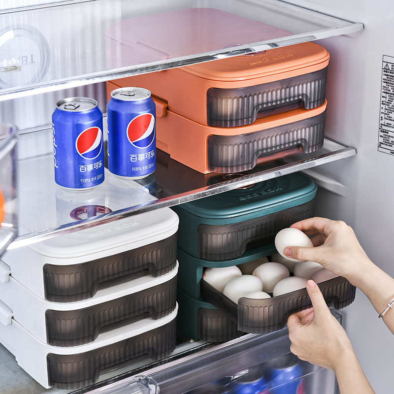 Refrigerator egg storage box drawer-type automatic rolling food grade household kitchen preservation storage and finishing artifact