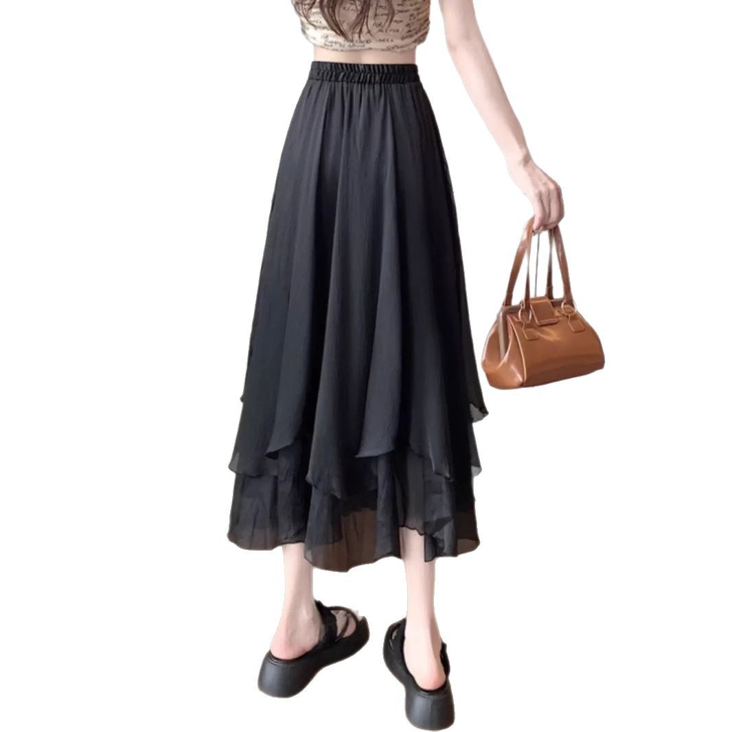 High Waist A Line Maxi Skirt for Women Lightweight Mesh Fabric Summer Casual Wear
