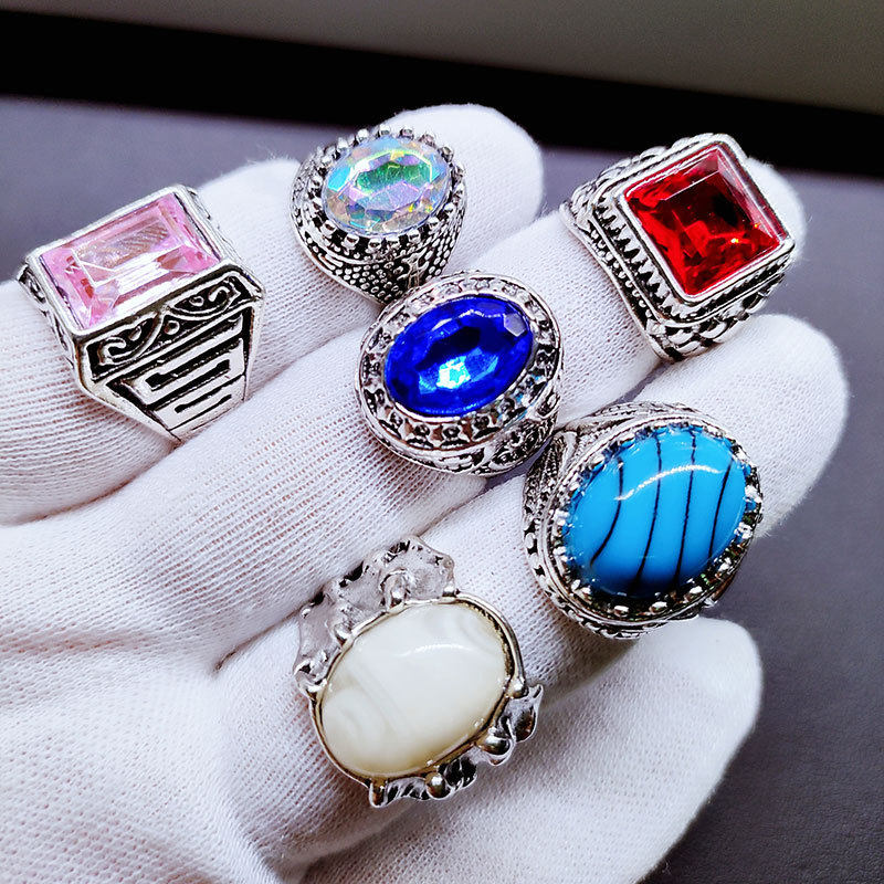 中东外贸出口男戒盒装混款古银夸张大气食指指环义乌厂家现货直销