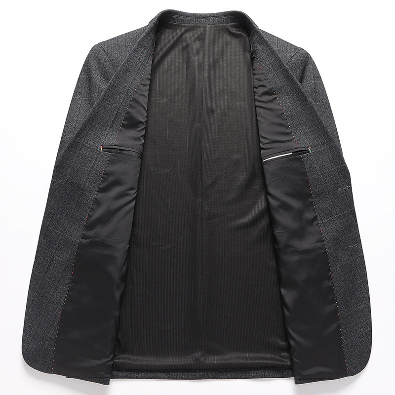 Áo blazer nam họa tiết caro xám dáng ôm, chất liệu co giãn không cần ủi — Caro Xám