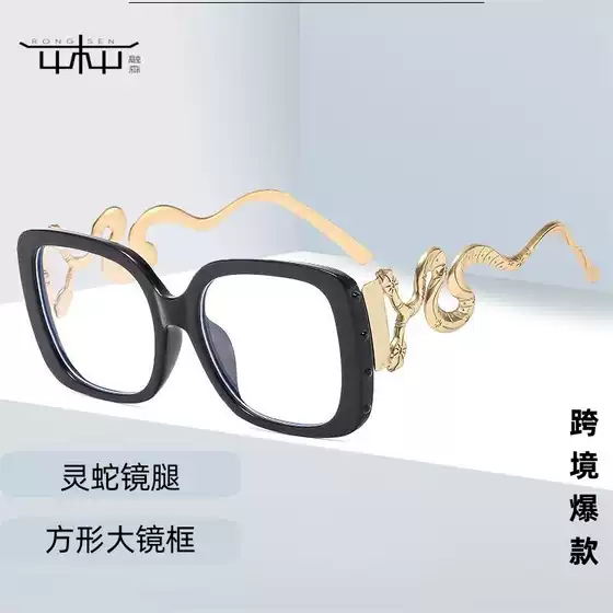 Cross-border Flat Mirror Metal Spirit Snake Shaped Mirror Leg Net Red Big Box New Trend Anti-blue Light European and American Optical Mirror