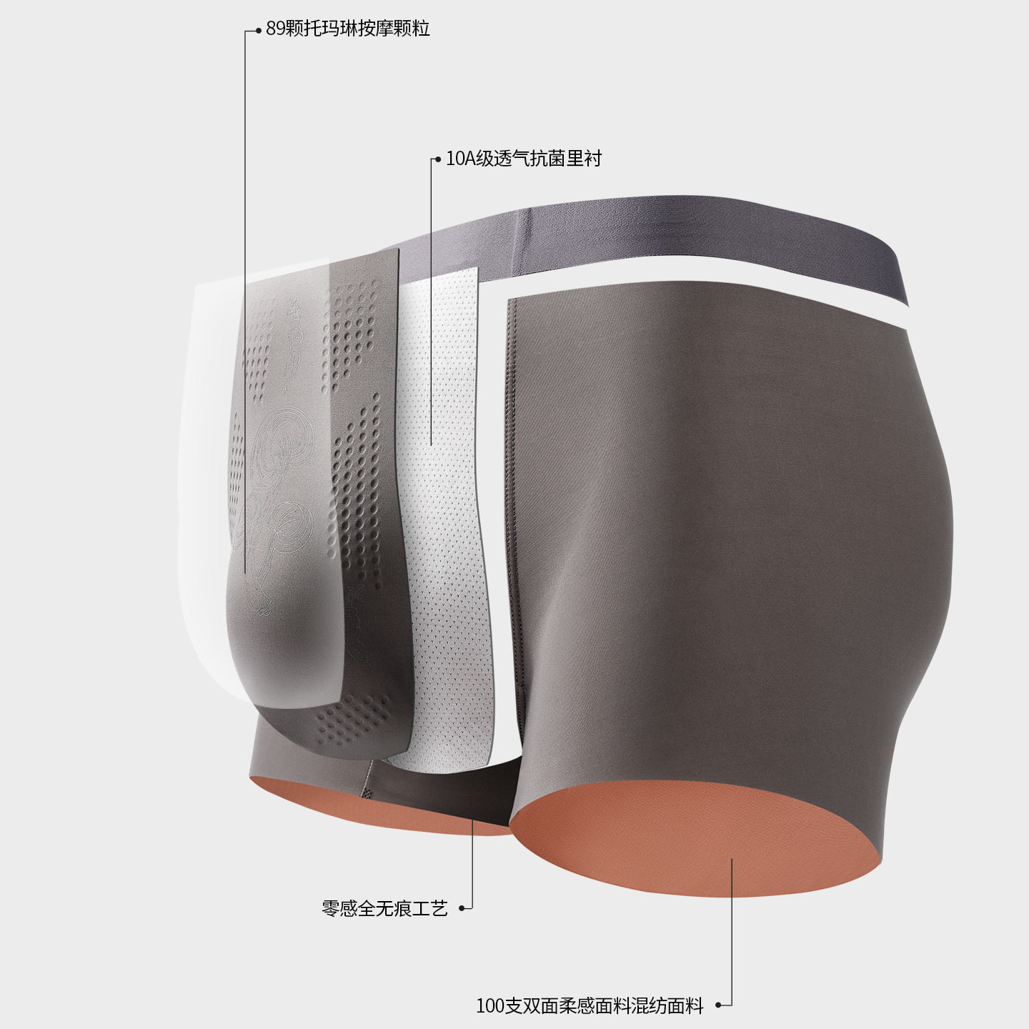 草本灵芝加人参养护加按摩颗粒100支双面男士内裤男透气速干无痕