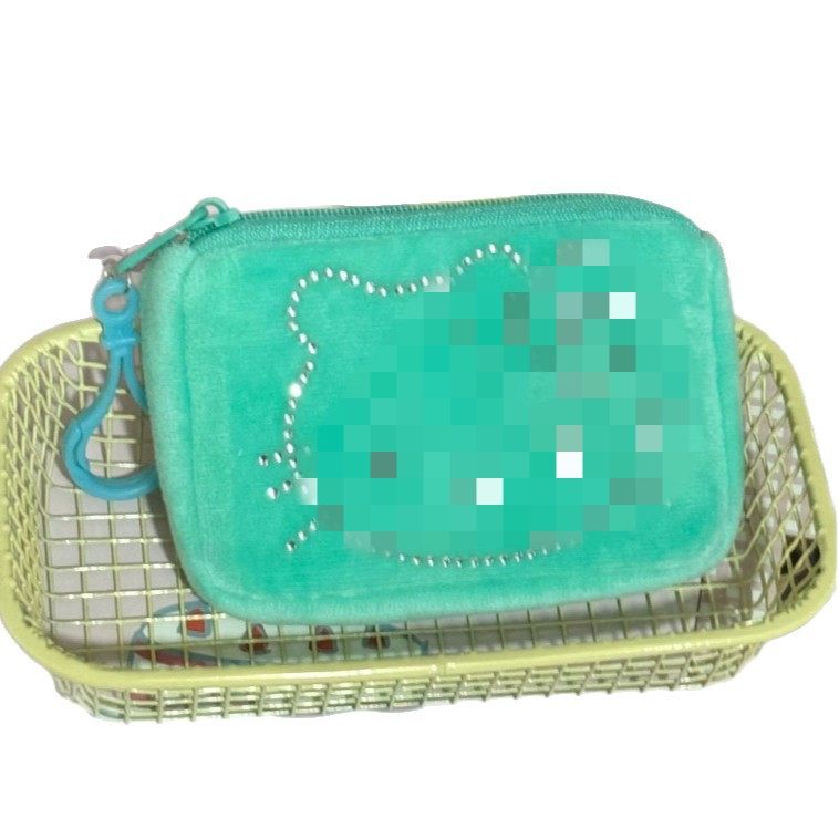 Japanese-Style Cute Rhinestone Cat Niche Portable Coin Purse Plush Storage Black Key Pouch Portable Earphone Bag