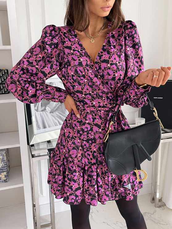 Plaid Floral Print Long Sleeve Dress Autumn Winter Style Casual Wear Ready to Ship fast shipping