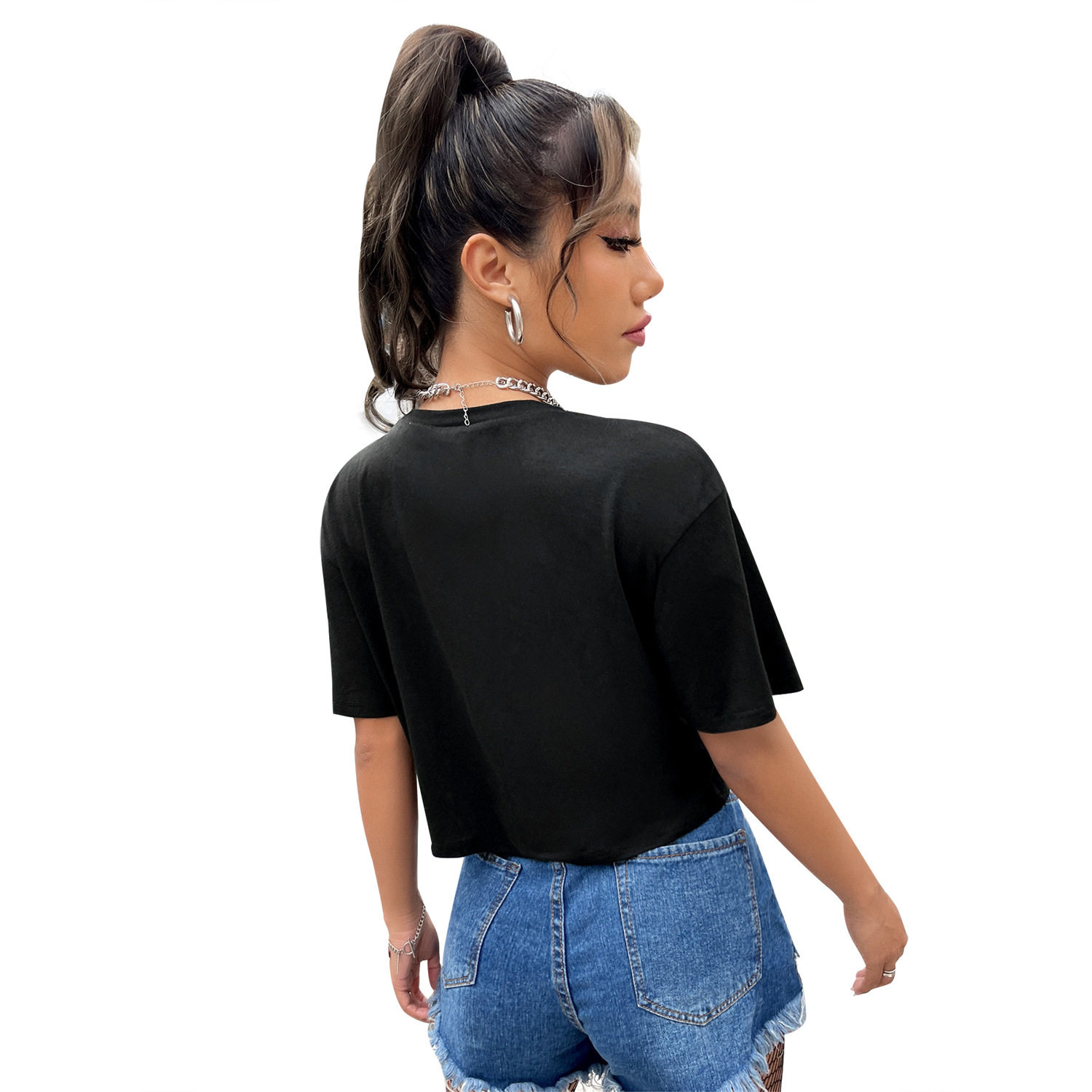 Casual Womens T Shirt Loose Fit Letter Print Comfortable Fabric Everyday Wear Wholesale Available