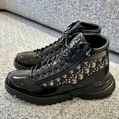 Guangzhou Goods European Station New Style Cowhide Stitching Canvas Breathable Thick-Soled Casual Leather Shoes Men's Comfortable Leather Shoes