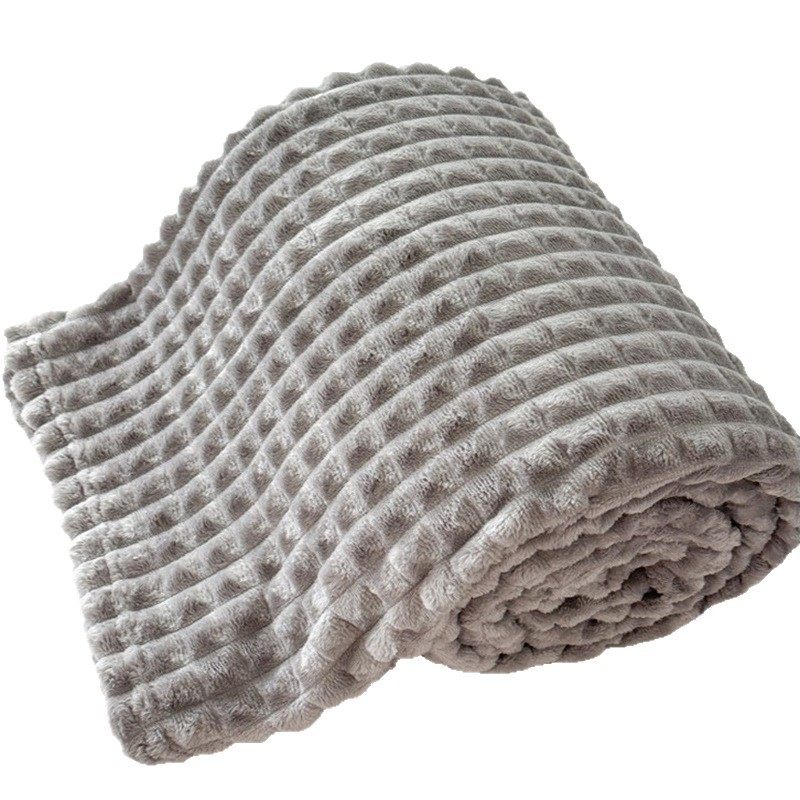 New Autumn and Winter Thickened Wide Striped Cut Flower Imitation Rabbit Plush Milk Velvet Flannel Blanket Lunch Break Blanket Source Wholesale