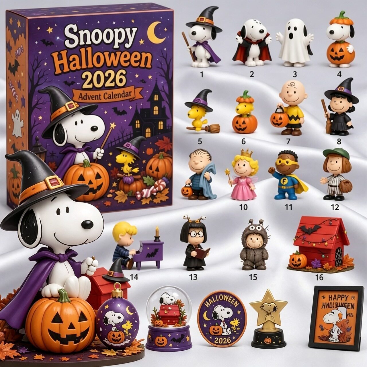 Snoopy Календарь приключений на Хэллоуин Snoopy Календарь обратного отсчета на Хэллоуин Слепой Ящик S Изображение 1
