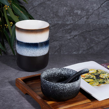 Japanese Style Yuanye Ceramic Vintage Soup Bowl Cover Rice Bowl Tableware French Sea Bowl Ramen Bowl Soup Bowl Household Restaurant Creative Bowl