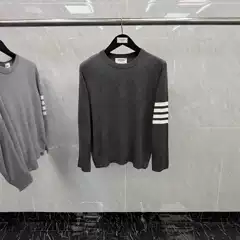TB Fall/Winter New Sleeve Four Bar Wool Crewneck Turtleneck Sweater College Fairy Style Sweater for Men and Women