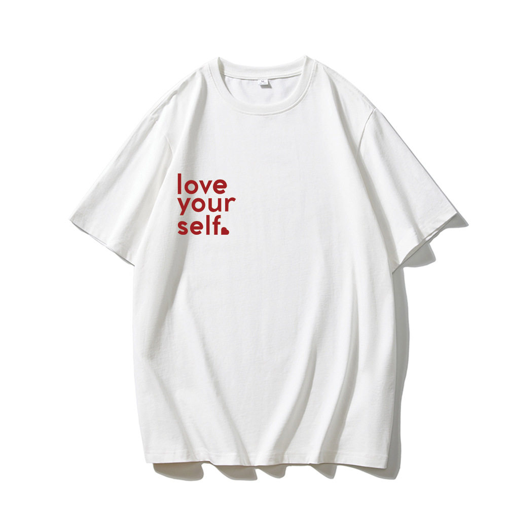 Womens Cotton T Shirt Casual Loose Fit Round Neck Summer Essential Letter Print Wholesale Available