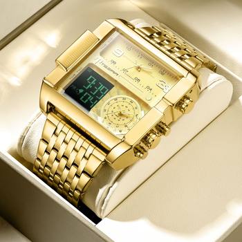 New Men's Business Square Large Dial Electronic Watch, Fashionable High-End Multi-Movement Waterproof Watch Wholesale Calendar Quartz