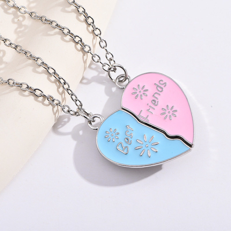 欧美饰品 BEST FRIENDS心型方块吊坠 闺蜜吊坠心形项链