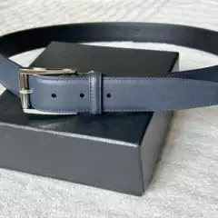 Pu La da has a high-end feel, simple and versatile 3.5 belt, genuine leather needle buckle, men's top layer cowhide, casual cross pattern, trendy