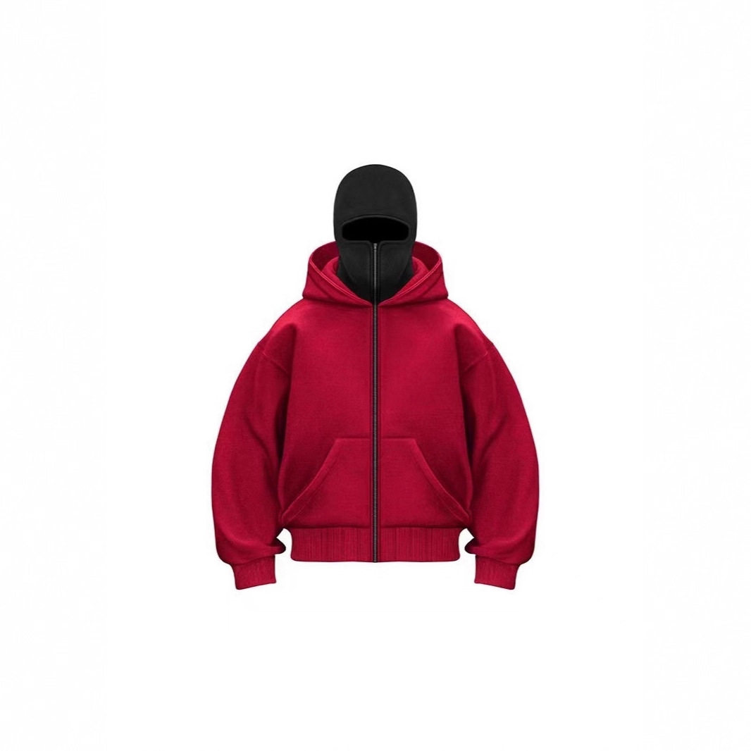 跨境春秋季新款独特设计双层连帽拉链卫衣外套宽松街头男女情侣款