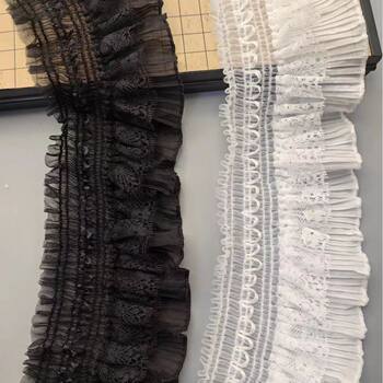 9CM Double Layer Stretch Pleated Lace Cuff Skirt Doll Dress Mirror Border Edge Lolita Dress