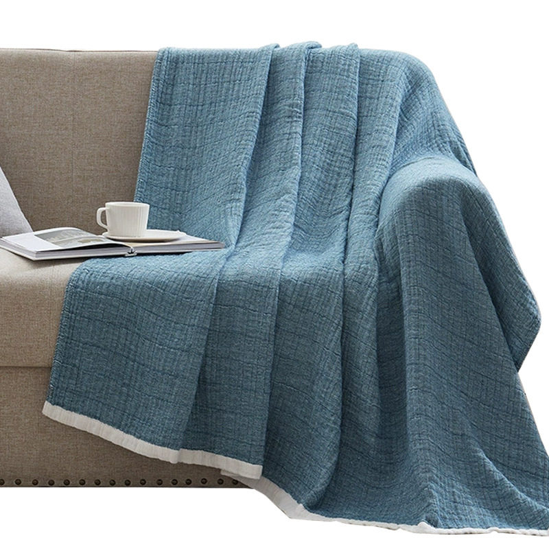 Source Manufacturer Wholesale Cross-Border Classic Plain Cotton Gauze Blanket Multi-Layer Towel Quilt Sofa Blanket Air-Conditioning Quilt