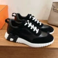 Black leather and white shoelaces