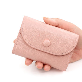 Fashionable and Simple Card Holder, Large Capacity Hand Coin Purse, Zipper Bag, Soft Pu Pebbled Pattern Compact Card Holder