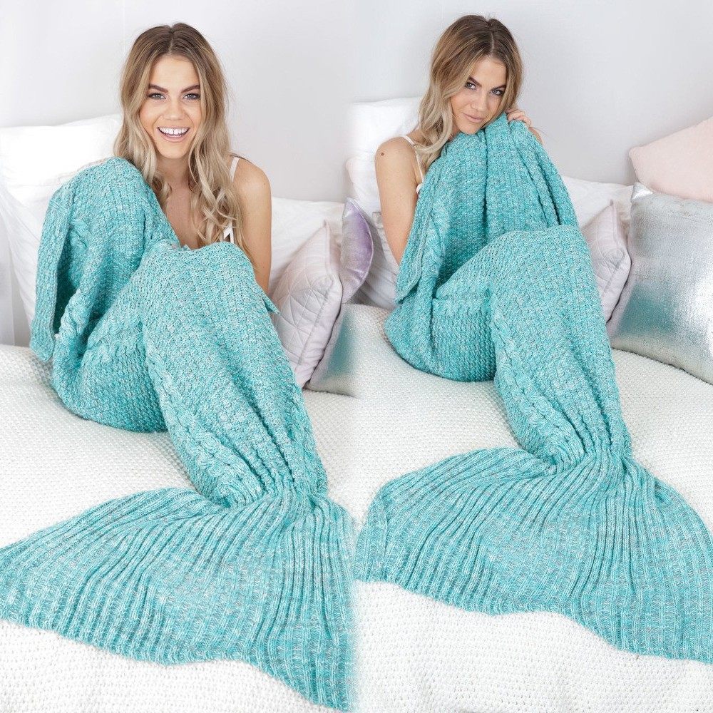 Genuine Mermaid Blanket Blanket Wool Knitted Fish Tail Blanket Air-conditioning Blanket Birthday Gift Christmas Gift M02