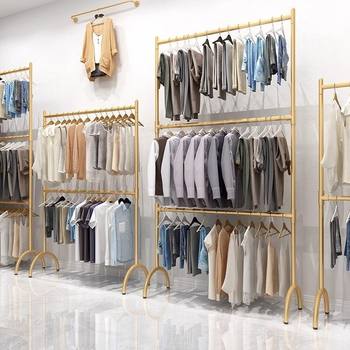 Household Multi-Layer Liftable Clothes Hanger Floor-Standing Vertical Shopping Mall Storage Bedroom Simple Thickened Clothes Drying Rack