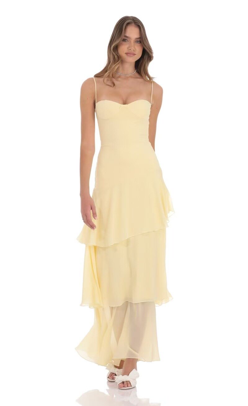 Womens Casual Maxi Dress Adjustable Straps Elegant Design Lightweight Fabric Perfect for Vacation or Summer Events