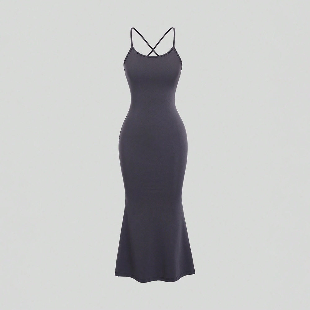 Cross Back Bodycon Dress Sexy Mermaid Hem Spaghetti Straps Summer Style Wholesale Available OEM ODM service