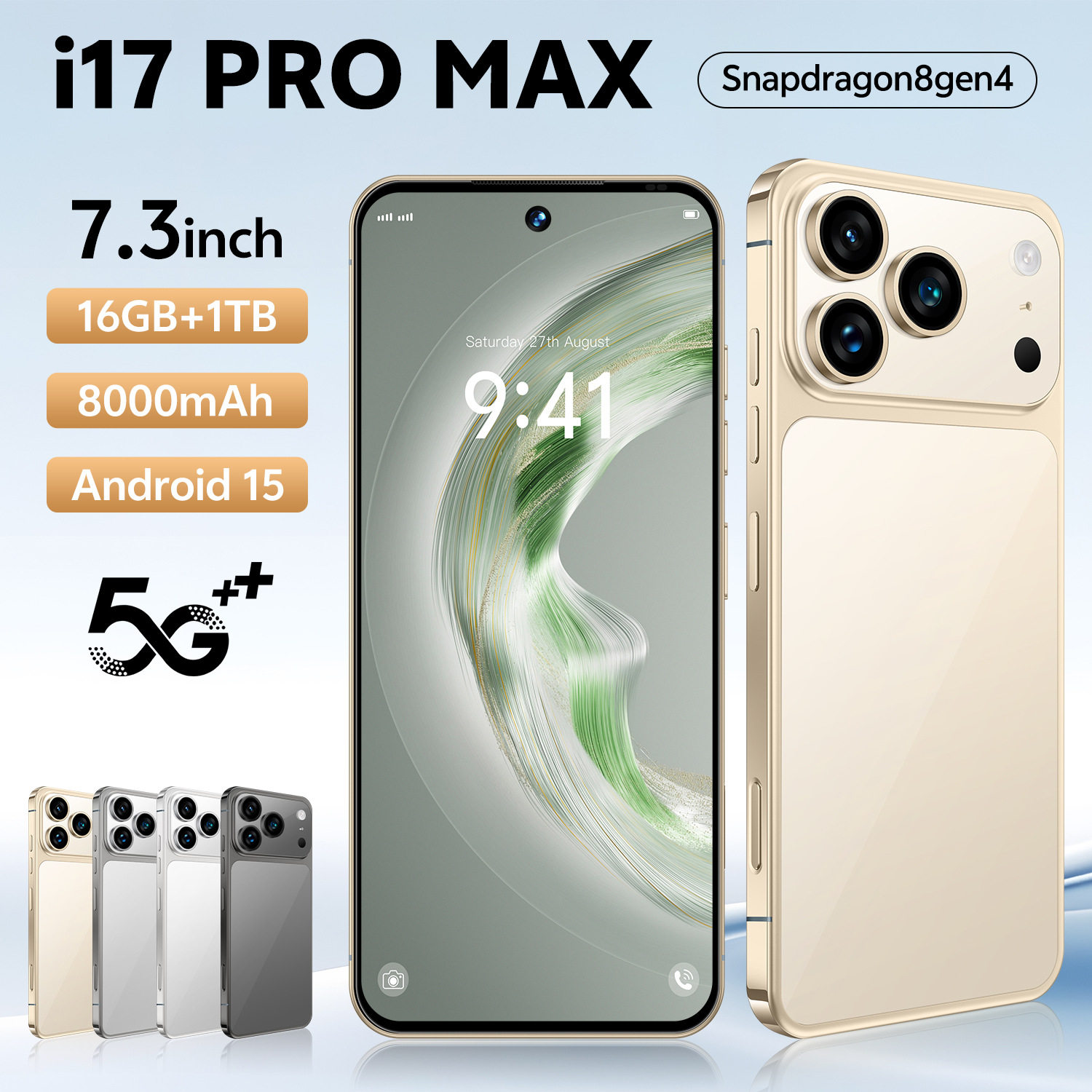 跨境手机i17 PRO MAX 真4G 7.3英寸 16mp+26mp 安卓10 真4G 3+16