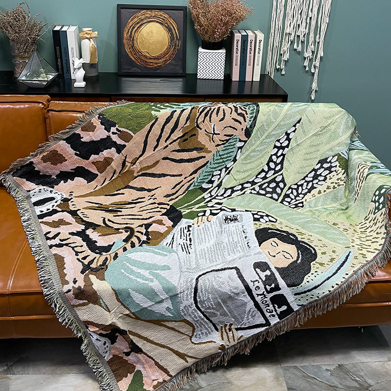 Cartoon Character Animal Four Seasons Universal Cotton Blanket Nordic Background Cloth Sofa Cover Blanket Sofa Cushion Shop Blanket Wholesale