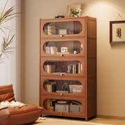 Bookshelf Multi-Layer Storage Rack Living Room Simple Storage Cabinet Wall-Mounted Floor-Standing Display Cabinet with Door Stor