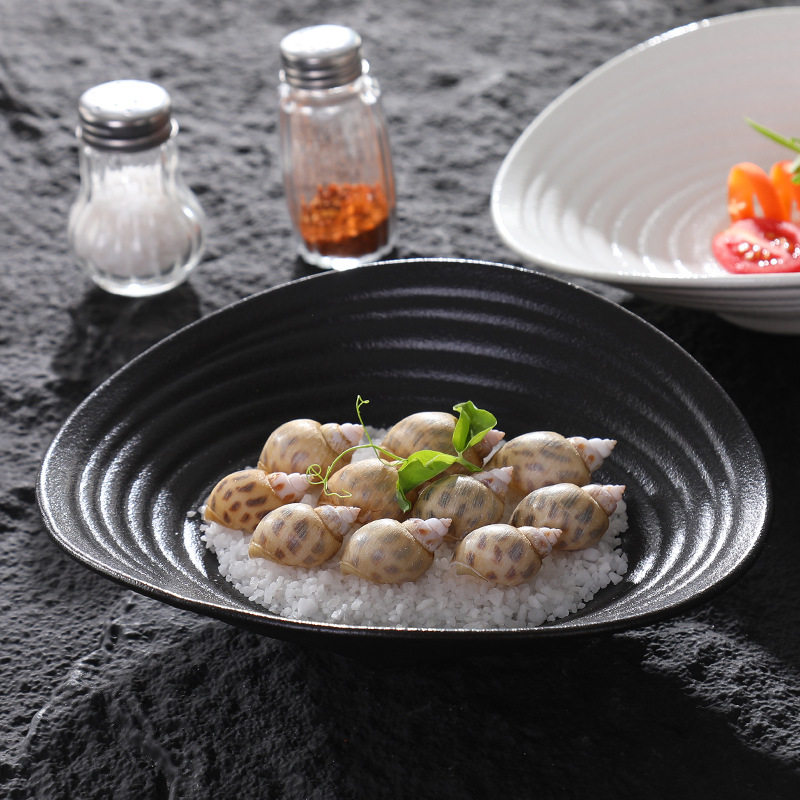 Ceramic Salad Bowl, Ribbed Salad Bowl, Hotel Ins-Style, Irregular-Shaped French Dessert, Specialty Restaurant, Cloud-Shaped Tableware, Deep Plate